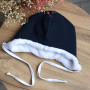 Стьогана тепла шапочка на  хутрі "Teddy Bear" navy blue 