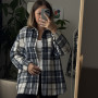 *Кашемірова жіноча тепла сорочка “Синя клітинка”
