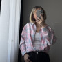 *Сорочка фланелева жіноча  “Блакитно-рожева”