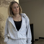 *Хлопковий велюровий костюм худі на замку з капюшоном та штанами палаццо  “Сірий меланж”