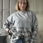 *Бавовняний світшот-сорочка з фланелі Oversize “Сіра клітинка”