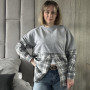 *Бавовняний світшот-сорочка з фланелі Oversize “Сіра клітинка”