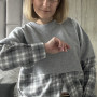 *Бавовняний світшот-сорочка з фланелі Oversize “Сіра клітинка”
