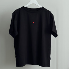 *Футболка дитяча Oversize "Чорна" червоне сердечко