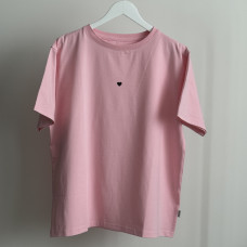 *Футболка дитяча Oversize "Рожева" чорне сердечко