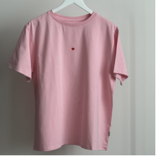 *Футболка дитяча Oversize "Рожева" червоне сердечко