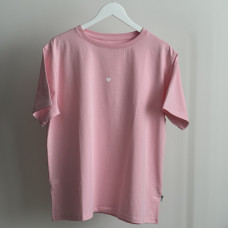 *Футболка дитяча Oversize "Рожева" біле сердечко