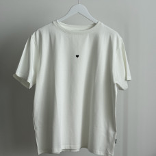 *Футболка дитяча Oversize "Молочна" чорне сердечко