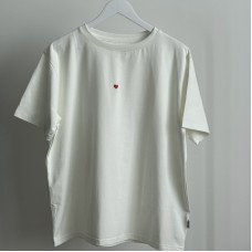 *Футболка дитяча Oversize "Молочна" червоне сердечко