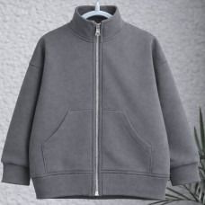*Худі тринитка Oversize на змійці з коміром стійкою "Графіт" 