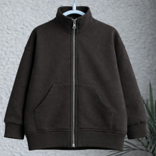 *Худі тринитка Oversize на змійці з коміром стійкою  "Шоколад"