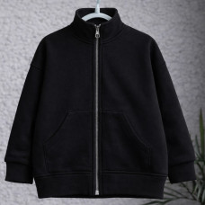 *Худі тринитка Oversize на змійці з коміром стійкою "Чорний" 