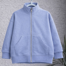 *Худі тринитка Oversize на змійці з коміром стійкою  "Блакитний" 