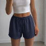 *Муслінові жіночі шорти на тоненькій резинці в талії “Темно-сині”