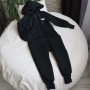 Ромпер з начісом, з капюшоном  "Jumpsuits"  чорний 